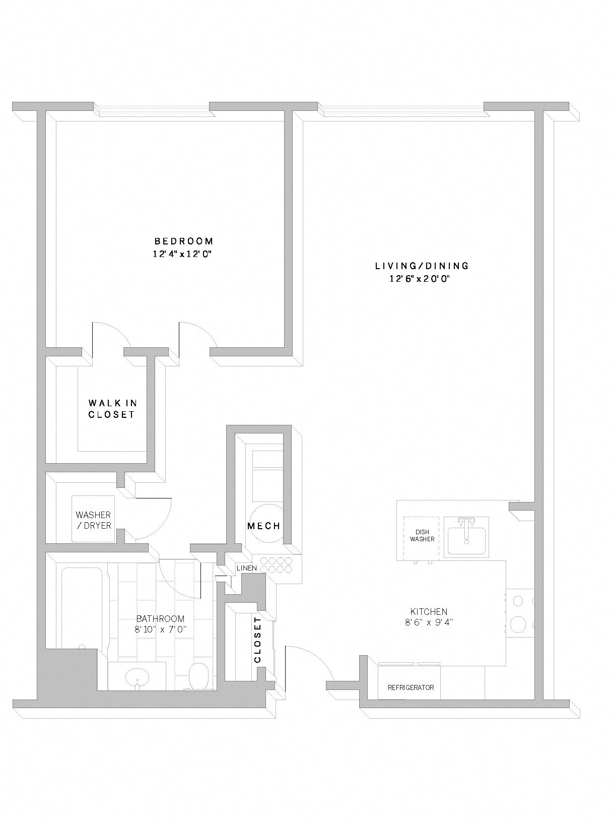 Floor Plan A1 1 Bed 1 Bath A1 Floor Plan 1